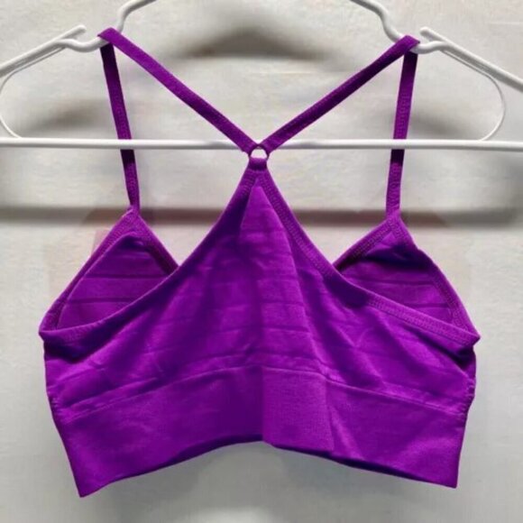Bralette Urbanology Women's 6M Purple Stripe Seamless Padded Stretch Bra Medium - Picture 2 of 6
